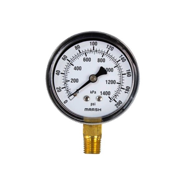 Allpoints 62-1020 Pressure Gauge; 0 - 200 PSI; 1/4" MPT Bottom Mount